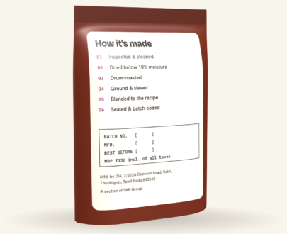 DIA Rasam Powder pouch, back with how it's made