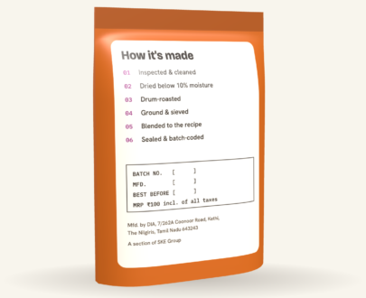 DIA Sambar Masala pouch, back with how it's made